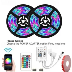 10m 32.8ft Smart LED Strip Light RGB SMD 2835 600LEDs Work with Alexa Google TV Backlight With 24 Keys Remote Control