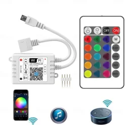 10M 33ft Smart SMD 5050 RGB LED Strip Light WIFI App Controlled Music Sync Work with Alexa Google Home Kitchen TV Party 180 LEDs with 24-Key Controller DC12V