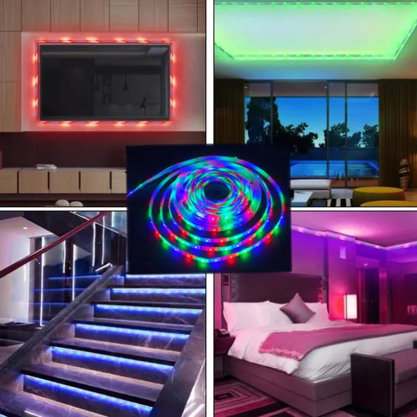 10M 33ft Smart SMD 5050 RGB LED Strip Light WIFI App Controlled Music Sync Work with Alexa Google Home Kitchen TV Party 180 LEDs with 24-Key Controller DC12V