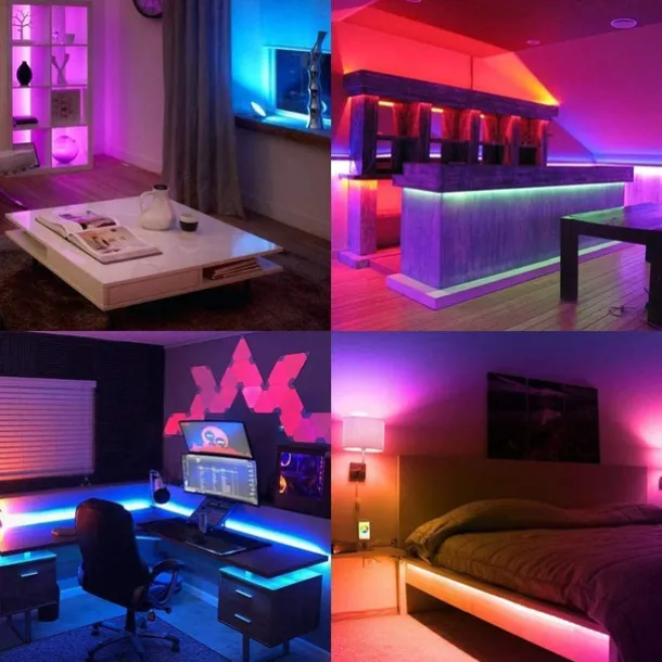 10M 33ft Smart SMD 5050 RGB LED Strip Light WIFI App Controlled Music Sync Work with Alexa Google Home Kitchen TV Party 180 LEDs with 24-Key Controller DC12V