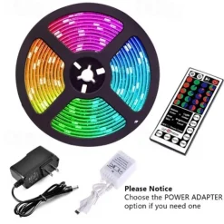 5M 16ft Waterproof LED Strip Lights TV Backlight RGB SMD2835 Tiktok Lights Flexible IR 44Key Remote Controller Linkable Self-adhesive Color-Changing
