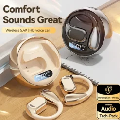 M76 Hands Free Telephone Driving Headset Ear Hook Bluetooth 5.3 Ergonomic Design Stereo Surround sound for Fitness Gym Workout Mobile Phone