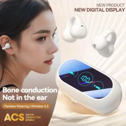 M59 Hands Free Telephone Driving Headset Ear Clip Bluetooth 5.3 Sports Ergonomic Design Stereo for Apple Samsung Huawei Xiaomi MI Yoga Fitness Gym Workout Mobile Phone