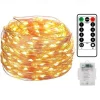10M 100LED LED Fairy Lights LED String Lights Waterproof Remote Control 8 Function Copper Wire Outdoor AA Battery-Powered Christmas Wedding Birthday Family Party Room Decoration Without Batte