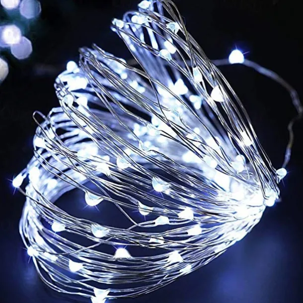 10M 100LED LED Fairy Lights LED String Lights Waterproof Remote Control 8 Function Copper Wire Outdoor AA Battery-Powered Christmas Wedding Birthday Family Party Room Decoration Without Batte