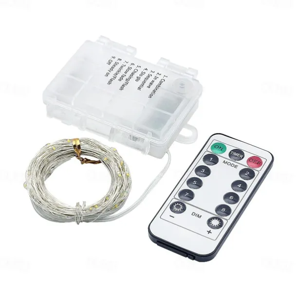 10M 100LED LED Fairy Lights LED String Lights Waterproof Remote Control 8 Function Copper Wire Outdoor AA Battery-Powered Christmas Wedding Birthday Family Party Room Decoration Without Batte