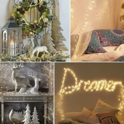 10M 100LED LED Fairy Lights LED String Lights Waterproof Remote Control 8 Function Copper Wire Outdoor AA Battery-Powered Christmas Wedding Birthday Family Party Room Decoration Without Batte