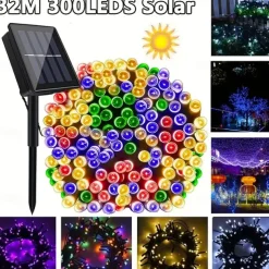 30m 300LED Solar String Lights Outdoor Waterproof 10m 100 LED Solar Christmas/Halloween Lights 8 Modes Twinkle Mini Lights For Gardens Wedding Party Tree Xmas Outdoors Decoration