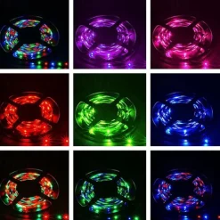 5m LED Strip Lights RGB Tiktok Lights 300 LED 2835 SMD RGB Tape Lights Light Sets Self Adhesive Multicolor for Room Kitchen TV Festival Illumination with Remote 12V