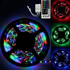 5m LED Strip Lights RGB Tiktok Lights 300 LED 2835 SMD RGB Tape Lights Light Sets Self Adhesive Multicolor for Room Kitchen TV Festival Illumination with Remote 12V