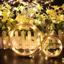 2M 20LED USB Powered Gypsophila String Lights, Warm White/Red Cuttable Design, Outdoor Garden String Lights Christmas Courtyard Decoration