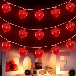 3M 20LED Valentine's Day Heart Fairy Lights with Remote Control, 8 Modes String Lights for Christmas Wedding Party Decoration