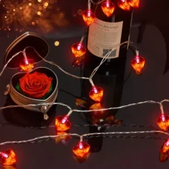 3M 20LED Valentine's Day Heart Fairy Lights with Remote Control, 8 Modes String Lights for Christmas Wedding Party Decoration