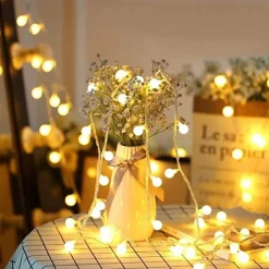 10m 80LEDs Globe String Lights Mini Ball with Remote Control LED Christmas Light Ball String Lights 10m 80LED 8 Modes Lighting Waterproof Fairy Lights Wedding Party Garden Bedroom Home Decoration