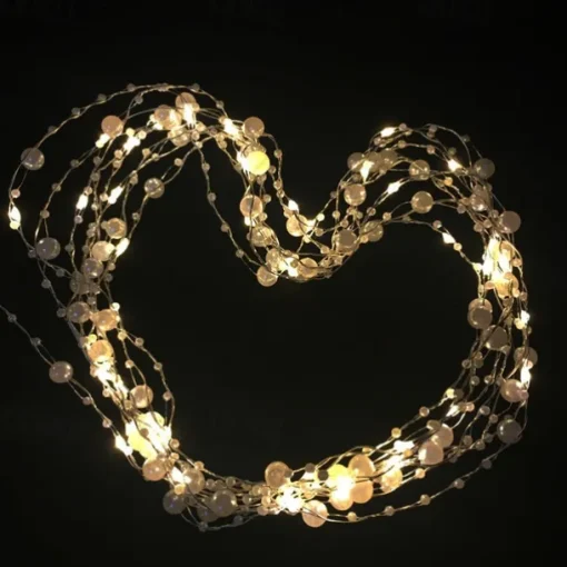 5m 50leds Pearl Wire Copper String Lights Battery Powered Fairy Lamp Christmas Wedding Party Home Garland Holiday Decoration