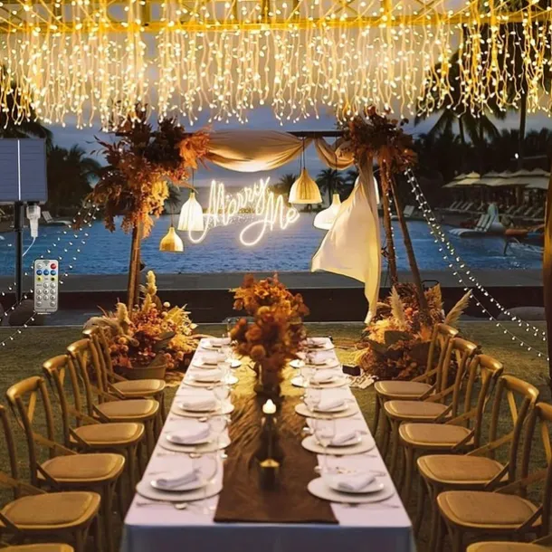 10M 400Leds Solar Icecle Curtain String Lights Christmas Outdoor Courtyard Garden Eaves Fence Stairs Festive Atmosphere Decorative Light String