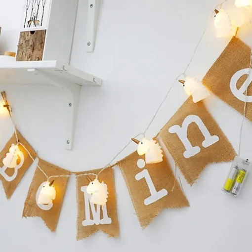 1.5M 10LEDs Unicorn Fairy Tale Garland String Lights Battery Operation Christmas String Lights Holiday Wedding Party Family Kids Bedroom Decoration Delivery Without Battery