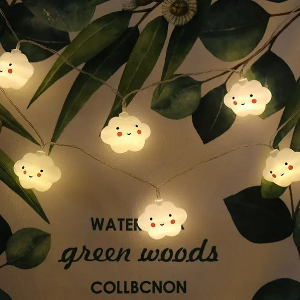 1.5M 3M Led String Holiday Lights Cute Cloud Christmas New Year Party Decor Fairy String Lights AA Battery Operated Warm White Xmas Lighting 10Leds 20Leds