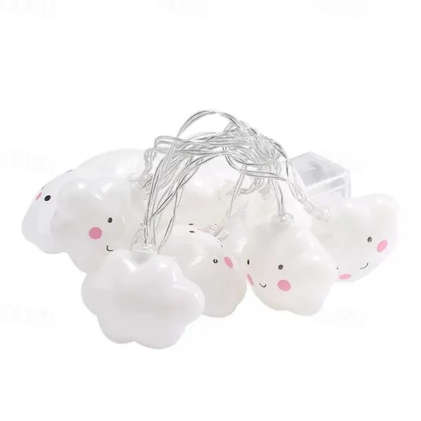 1.5M 3M Led String Holiday Lights Cute Cloud Christmas New Year Party Decor Fairy String Lights AA Battery Operated Warm White Xmas Lighting 10Leds 20Leds