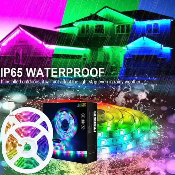 20m 15m 10m LED Strip Light Waterproof RGB Bluetooth APP Control Music Sync 5050 SMD Color Changing Backlight Home Party Decoration
