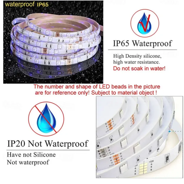 20m 15m 10m LED Strip Light Waterproof RGB Bluetooth APP Control Music Sync 5050 SMD Color Changing Backlight Home Party Decoration