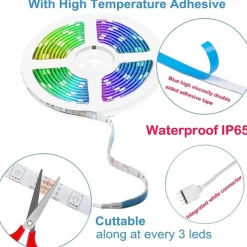 20m 15m 10m LED Strip Light Waterproof RGB Bluetooth APP Control Music Sync 5050 SMD Color Changing Backlight Home Party Decoration