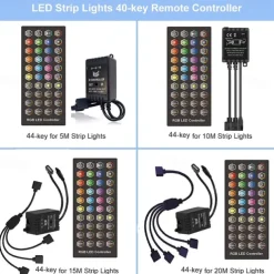 20m 15m 10m LED Strip Light Waterproof RGB Bluetooth APP Control Music Sync 5050 SMD Color Changing Backlight Home Party Decoration