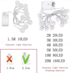 1.5m 2m 3m 4m 5m 10m 20m String Lights High Power LED Warm White White Blue Christmas New Year's Creative Party Decorative Garden Yard Decoration Lamp AA Batteries Powered 1 set