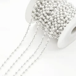 3M 3mm Pearl Copper Plated Chain Handmade Diy Jewelry Accessories Clothing Jewelry Materials Beaded PartitionBead Chain
