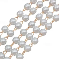 3M 3mm Pearl Copper Plated Chain Handmade Diy Jewelry Accessories Clothing Jewelry Materials Beaded PartitionBead Chain