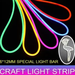 1m Neon Strip Lights 120 LEDs 2835 SMD 1pc Warm White White Yellow Waterproof Cuttable Decorative 12 V