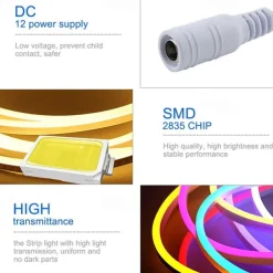 1m Neon Strip Lights 120 LEDs 2835 SMD 1pc Warm White White Yellow Waterproof Cuttable Decorative 12 V