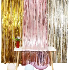 2*2m Rain Silk Curtain New House Tied with Wedding Room Hanging Curtain Romantic and Beautiful Wedding Banquet Colorful Strips Proposal Scenery Aluminum Foil Strip T-Table Decoration