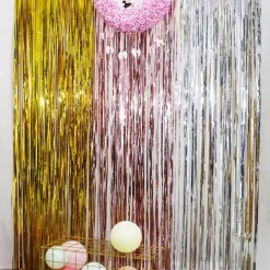 2*2m Rain Silk Curtain New House Tied with Wedding Room Hanging Curtain Romantic and Beautiful Wedding Banquet Colorful Strips Proposal Scenery Aluminum Foil Strip T-Table Decoration