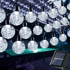 20M Solar LED Lantern String Lights, 200 Bubble Ball LEDs String, Waterproof Outdoor for Christmas Garden Decoration 1 Set