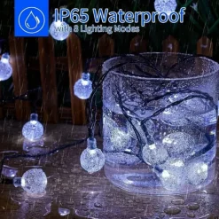 20M Solar LED Lantern String Lights, 200 Bubble Ball LEDs String, Waterproof Outdoor for Christmas Garden Decoration 1 Set