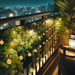 20M Solar LED Lantern String Lights, 200 Bubble Ball LEDs String, Waterproof Outdoor for Christmas Garden Decoration 1 Set