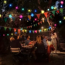 20M Solar LED Lantern String Lights, 200 Bubble Ball LEDs String, Waterproof Outdoor for Christmas Garden Decoration 1 Set