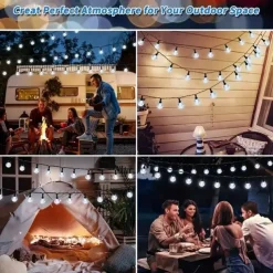 20M Solar LED Lantern String Lights, 200 Bubble Ball LEDs String, Waterproof Outdoor for Christmas Garden Decoration 1 Set