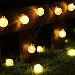 20M Solar LED Lantern String Lights, 200 Bubble Ball LEDs String, Waterproof Outdoor for Christmas Garden Decoration 1 Set