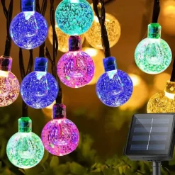 20M Solar LED Lantern String Lights, 200 Bubble Ball LEDs String, Waterproof Outdoor for Christmas Garden Decoration 1 Set