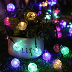 20M Solar LED Lantern String Lights, 200 Bubble Ball LEDs String, Waterproof Outdoor for Christmas Garden Decoration 1 Set