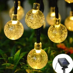 20M Solar LED Lantern String Lights, 200 Bubble Ball LEDs String, Waterproof Outdoor for Christmas Garden Decoration 1 Set