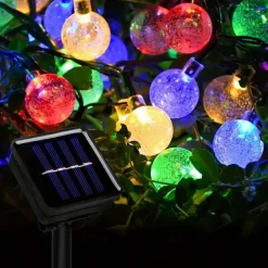 20M Solar LED Lantern String Lights, 200 Bubble Ball LEDs String, Waterproof Outdoor for Christmas Garden Decoration 1 Set
