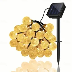 20M Solar LED Lantern String Lights, 200 Bubble Ball LEDs String, Waterproof Outdoor for Christmas Garden Decoration 1 Set