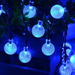 20M Solar LED Lantern String Lights, 200 Bubble Ball LEDs String, Waterproof Outdoor for Christmas Garden Decoration 1 Set