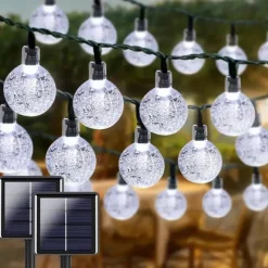 20M Solar LED Lantern String Lights, 200 Bubble Ball LEDs String, Waterproof Outdoor for Christmas Garden Decoration 1 Set