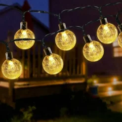 20M Solar LED Lantern String Lights, 200 Bubble Ball LEDs String, Waterproof Outdoor for Christmas Garden Decoration 1 Set