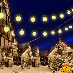 20M Solar LED Lantern String Lights, 200 Bubble Ball LEDs String, Waterproof Outdoor for Christmas Garden Decoration 1 Set