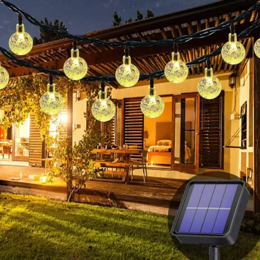 7m Solar String Lights 50 LEDs, EL 5mm, Warm White/Cold White/Blue, Solar-Powered Holiday Party Lights with Mounting Bracket for Christmas, Weddings, and Outdoor Events